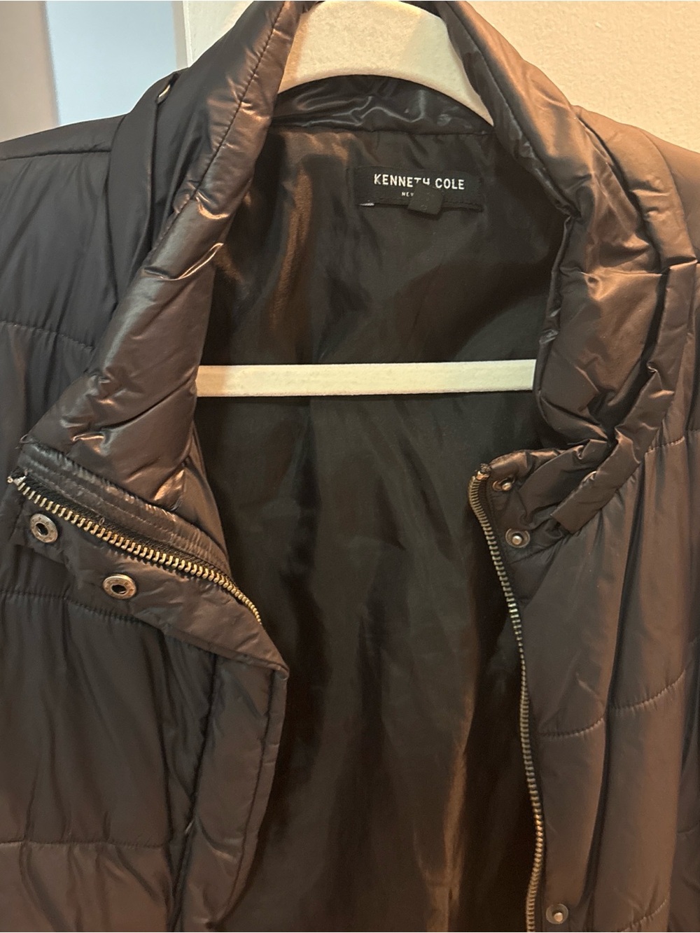Kenneth Cole Black Quilted Puffer Coat